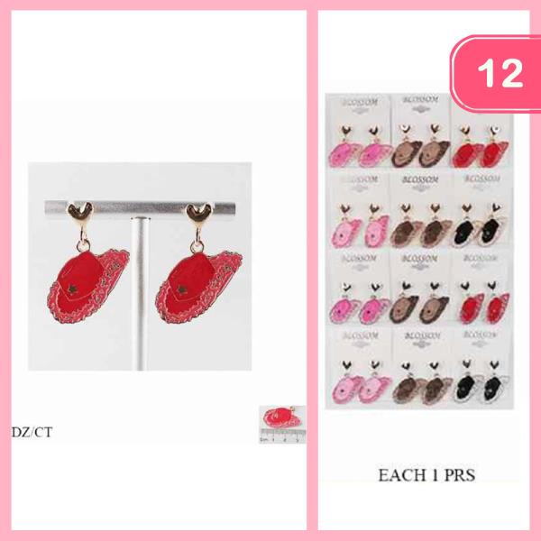 WESTERN HAT DANGLE EARRING (12 UNITS)