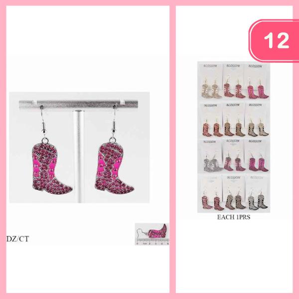 RHINESTONE WESTERN DANGLE EARRING (12 UNITS)