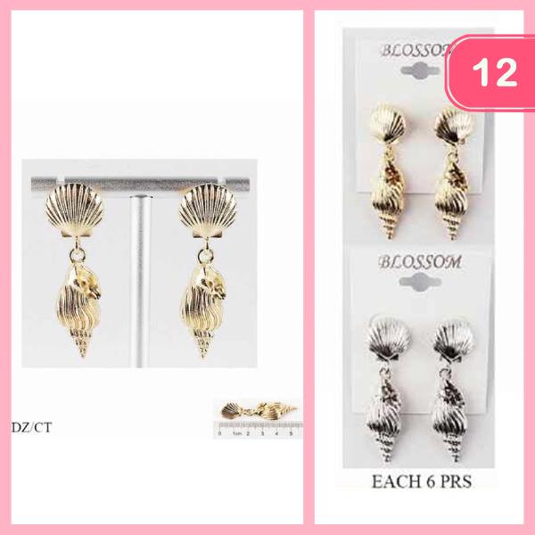 SEASHELL DANGLE EARRINGS (12 UNITS)