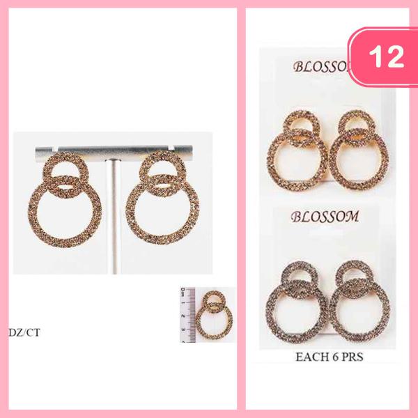 LAYERED RHINESTONE POST EARRING (12 UNITS)