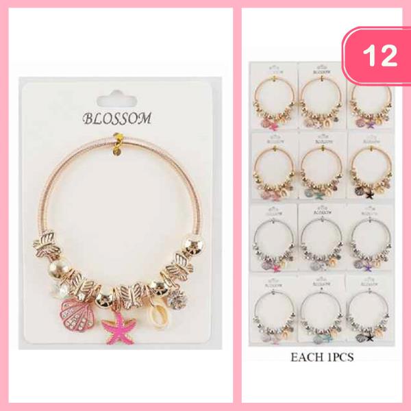 SEA LIFE BEADED CHARM BRACELET (12 UNITS)