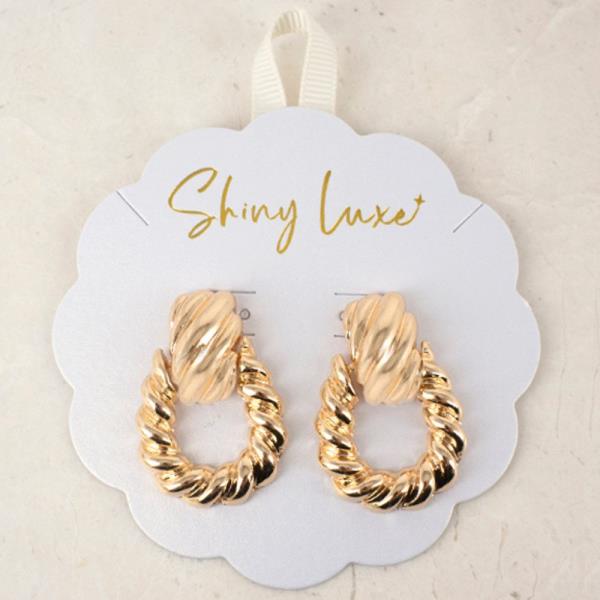 BRAIDED SQUARE TEARDROP METAL DANGLE EARRING