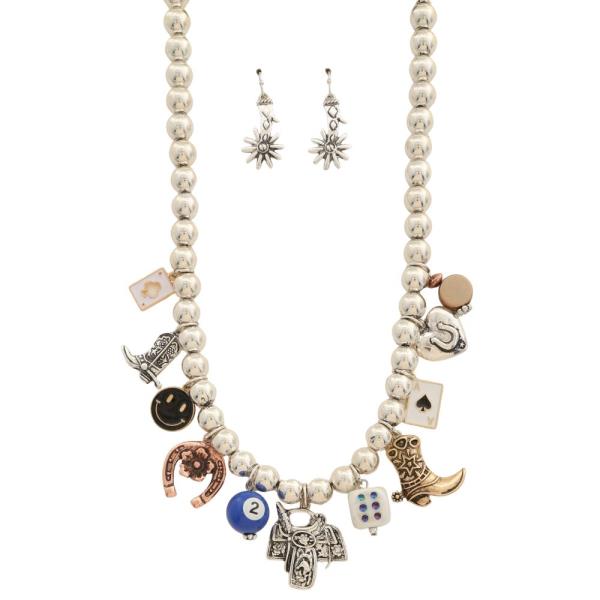 WESTERN MULTI WESTERN CHARM BEADED NECKLACE