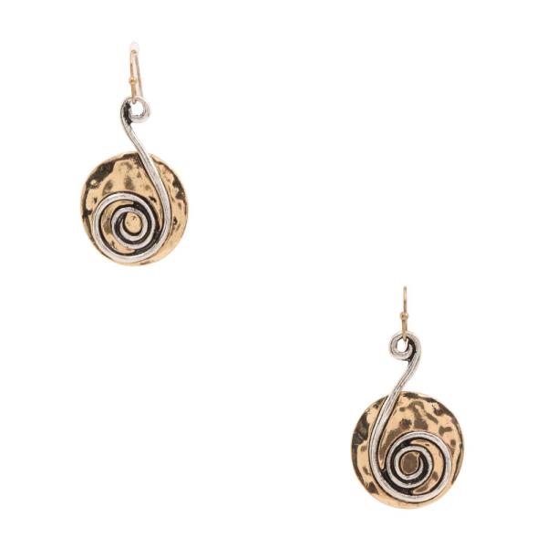 TWO TONE ROUND METAL EARRING