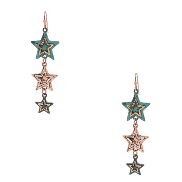 MULTI COLOR STAR DANGLE EARRING
