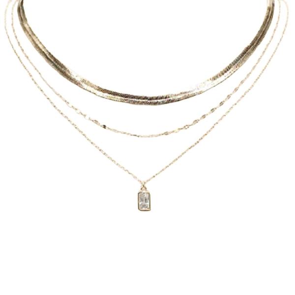 LAYERED CZ PENDANT SNAKE NECKLACE