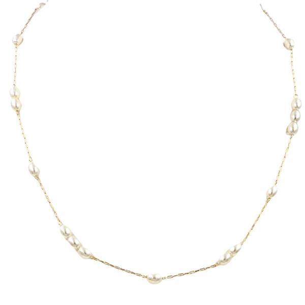 OVAL PEARL STATION NECKLACE