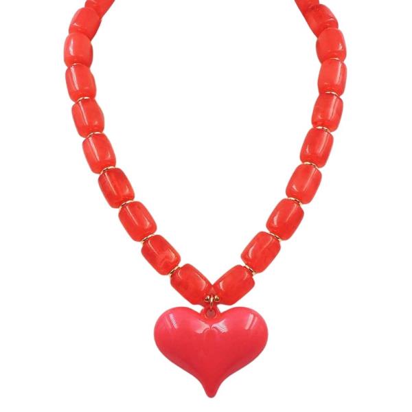 BUBBLE HEART PENDANT BEADED NEKCLACE