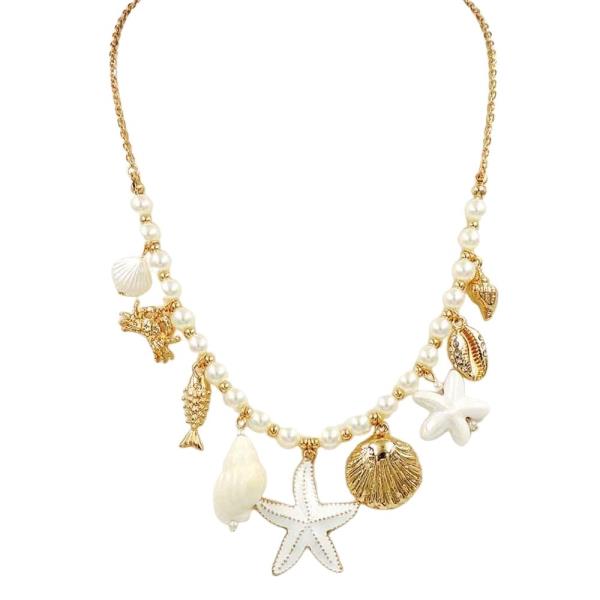 SEA LIFE CHARM PEARL NECKLACE