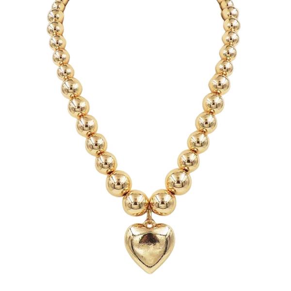 BUBBLE HEART PENDANT BALL NECKLACE