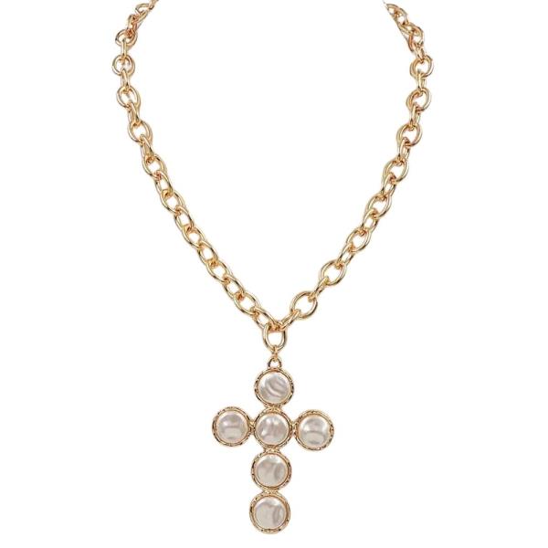 PEARL CROSS PENDANT NECKLACE