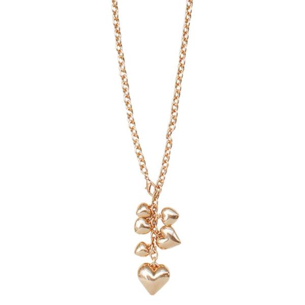 PUFFY HEART CHARM METAL NECKLACE