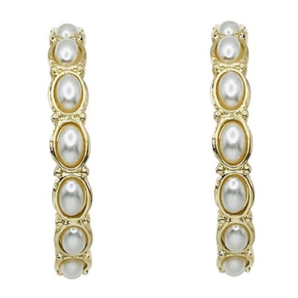 PEARL BEAD METAL EARRING