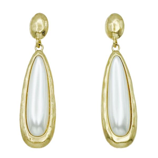 LONG OVAL PEARL BEAD EARRING