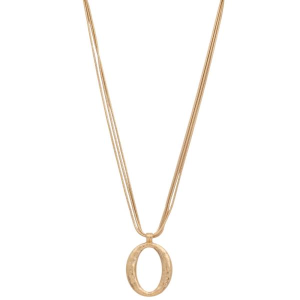 OVAL PENDANT METAL NECKLACE