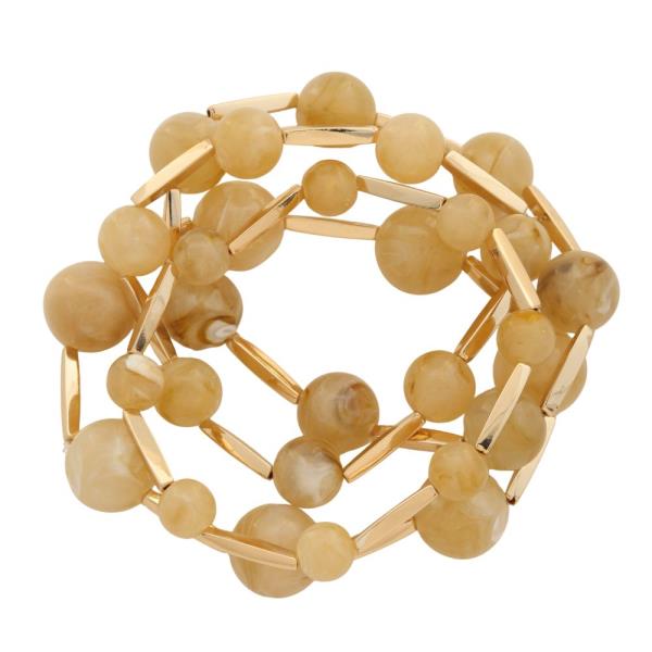 ACETATE BALL BEAD STRETCH BRACELET SET
