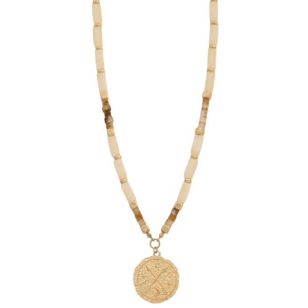 MEDALLION PENDANT BEADED NECKLACE