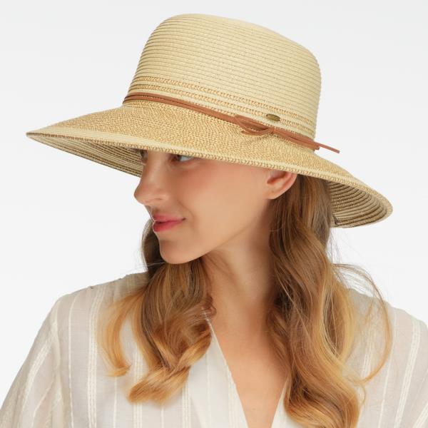 CC TWO TONE SUN HAT WITH SUEDE BRAND