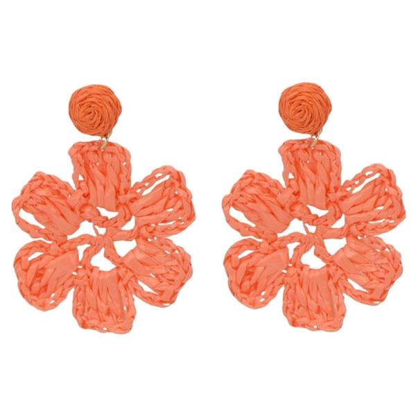 RAFFIA FLOWER DANGLE EARRING