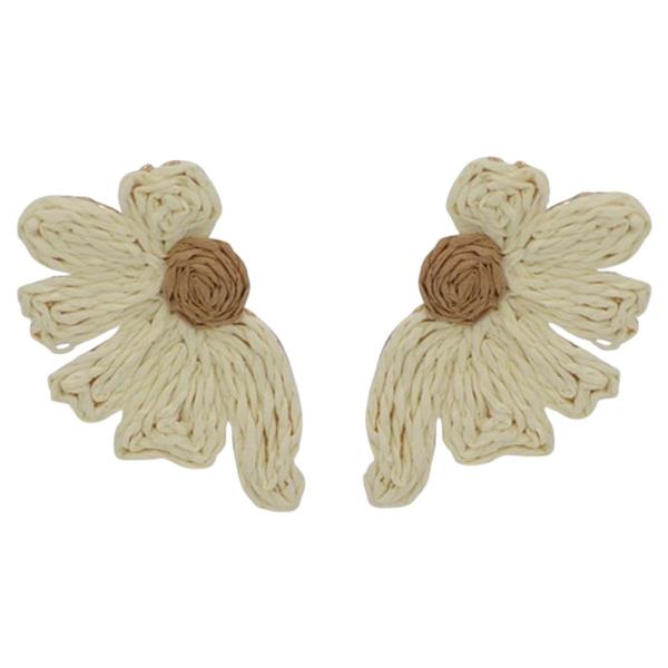 RAFFIA FLOWER STUD EARRING
