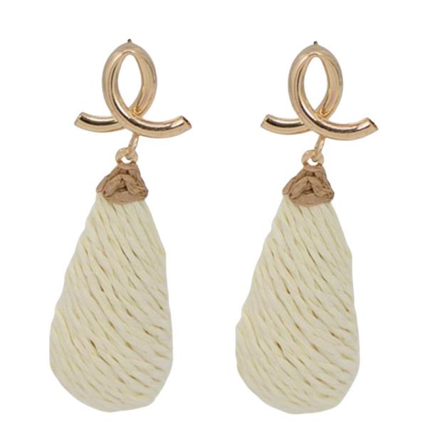 METAL KNOT RAFFIA DANGLE EARRING