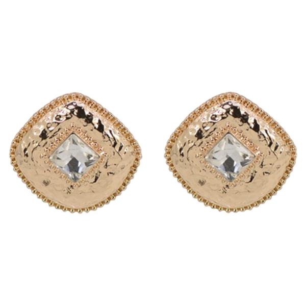 METAL RHINESTONE DIAMOND STUD EARRING