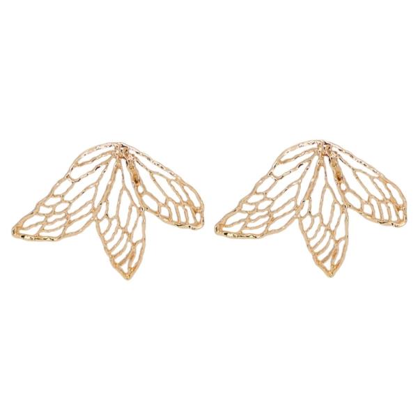 METAL FILIGREE LEAF STUD EARRING