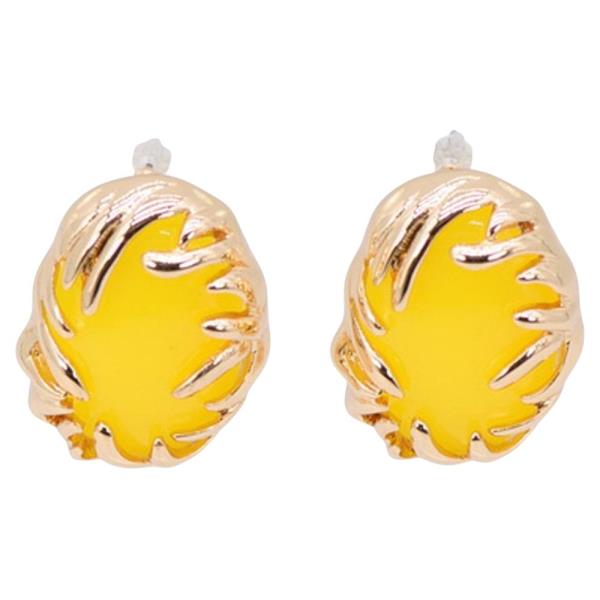 RESIN METAL ROUND STUD EARRING