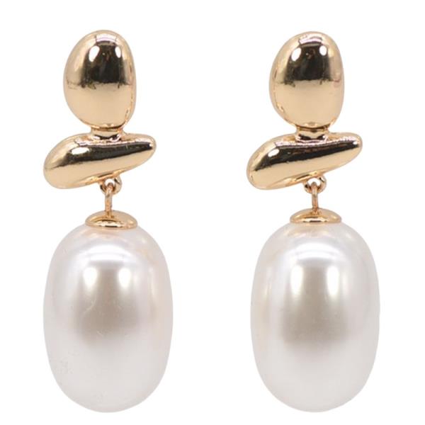 METAL PEARL DROP EARRING