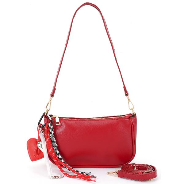 DECORATIVE CHARM ACCENT SHOULDER BAG