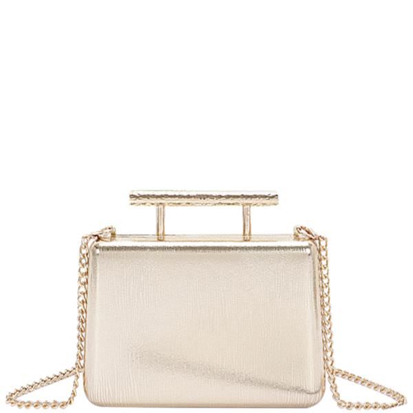 METAL HANDLE TOP CASE CLUTCH BAG