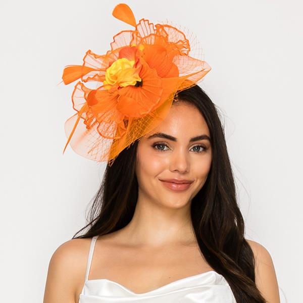 FLORAL FEATHERED MESH FASCINATOR