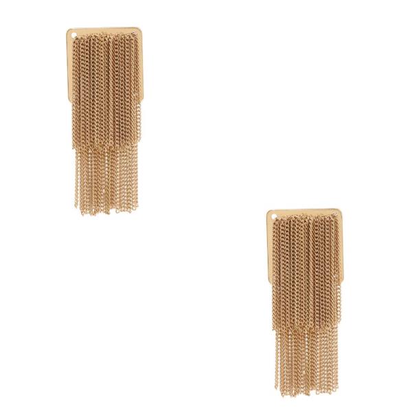 SODAJO CHAIN TASSEL METAL SQUARE EARRING