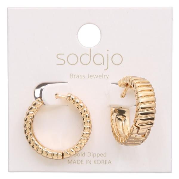 SODAJO LINED HOOP GOLD DIPPED EARRING