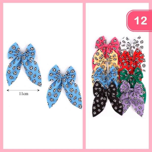 RIBBON SOCCER HAIR BOW (12 UNITS)