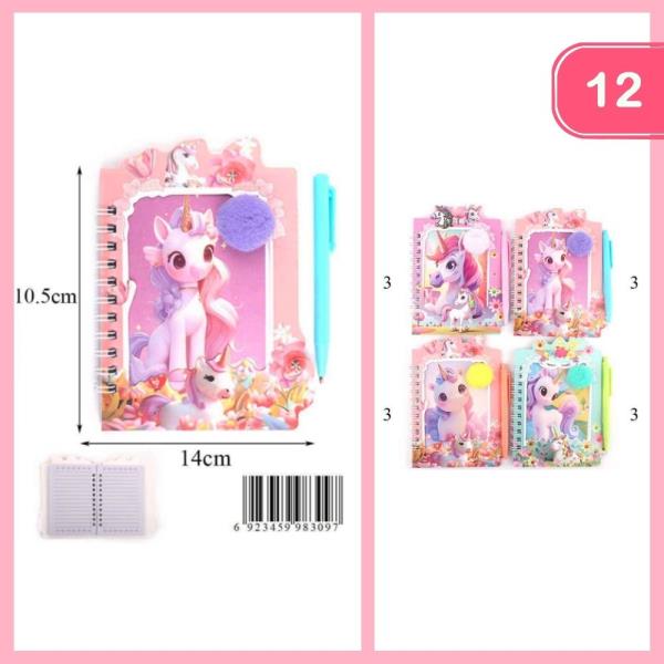 CUTE UNICORN NOTEBOOK WITH PEN (12 UNITS)