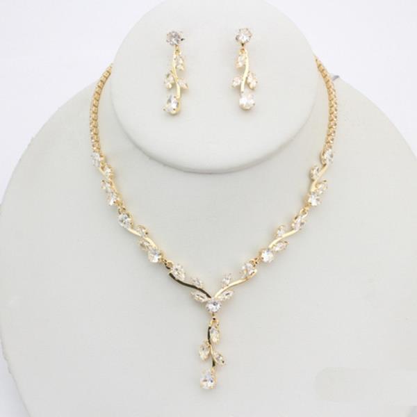 RHINESTONE Y DROP ACCENT NECKLACE EARRING SET