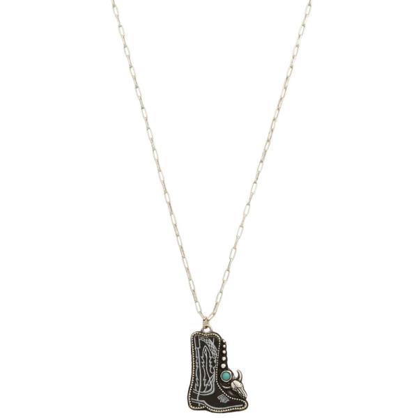 WESTERN BOOT PENDANT NECKLACE