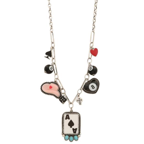 ACE CARD MULTI CHARM METAL NECKLACE