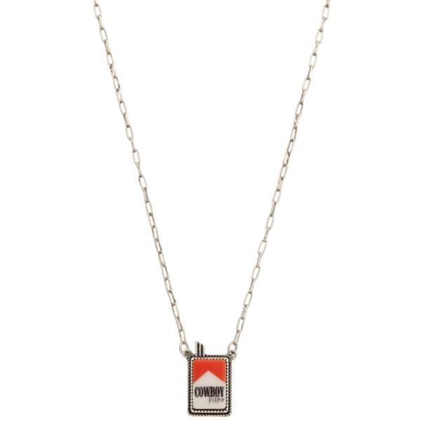 COWBOY CIGARETTE PENDANT METAL NECKLACE