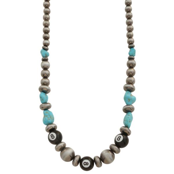EIGHT BALL TURQUOISE BEAD NECKLACE