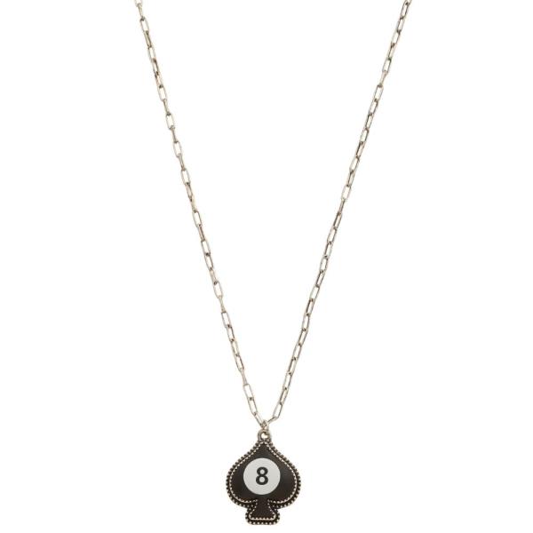 EIGHT BALL ACE PENDANT NECKLACE