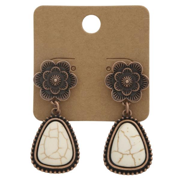 FLOWER TEARDROP LINK DANGLE EARRING