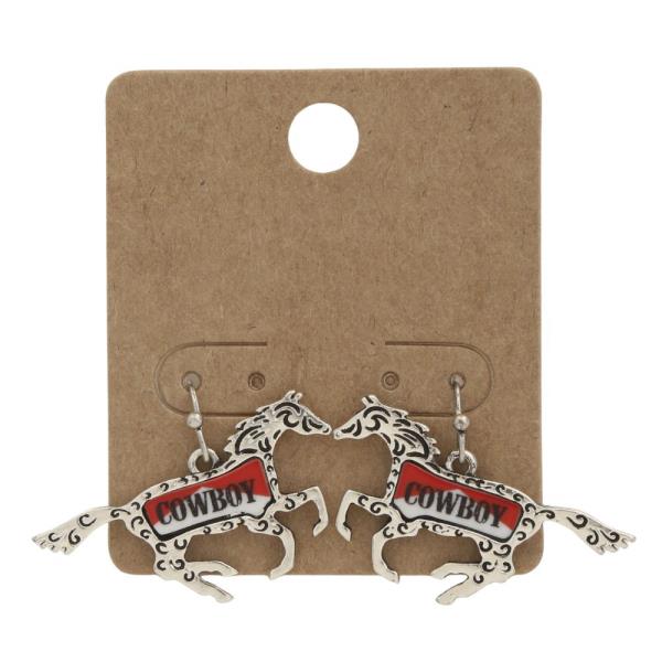 WESTERN COWBOY HORSE METAL DANGLE EARRING