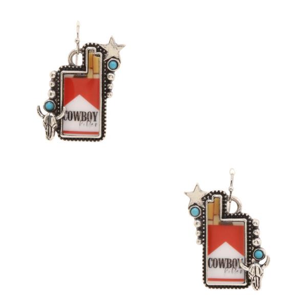 WESTERN COWBOY CIGARETTE DANGLE EARRING