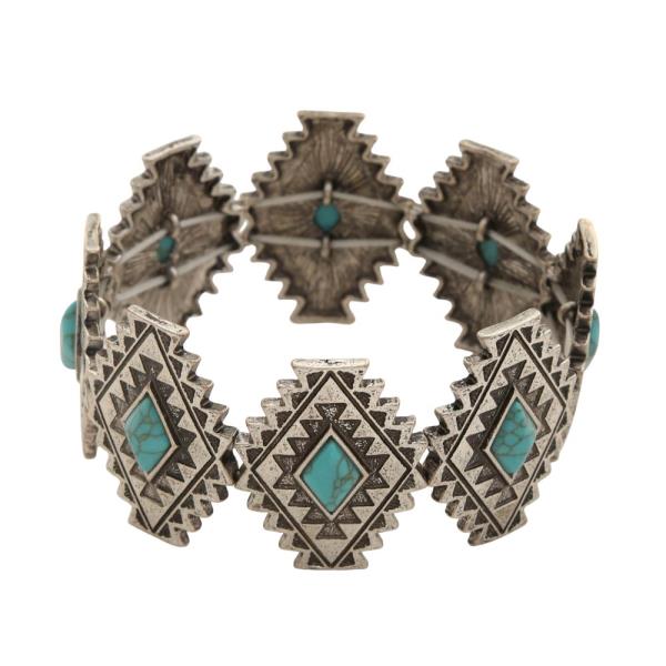 WESTERN TURQUOISE BEAD METAL BRACELET