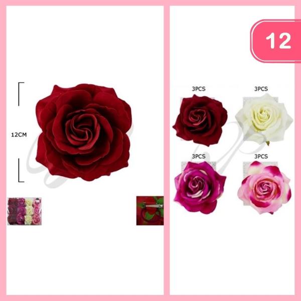 ROSE HAIR TIE HAIR PIN (12 UNITS)