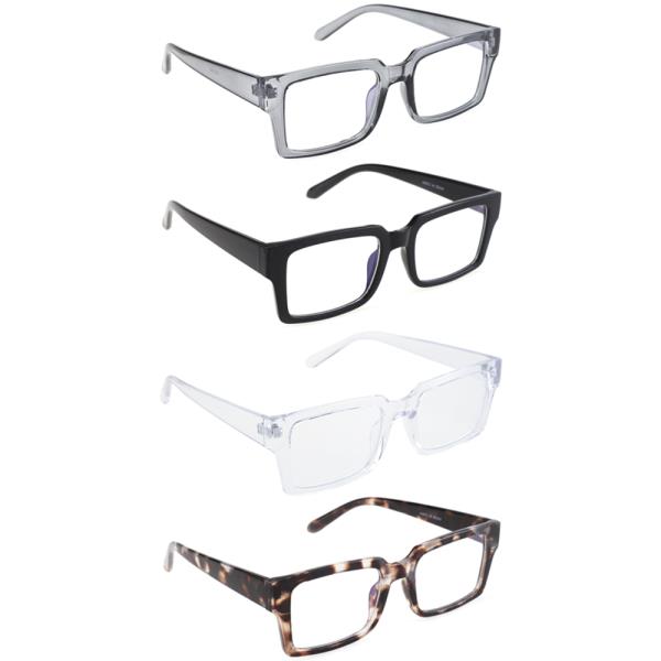 SQUARE BLUE LIGHT CLEAR GLASSES 1DZ