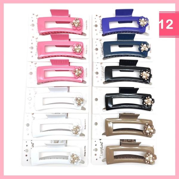 PEARL RHINESTONE HAIR CLAW CLIP (12 UNITS)