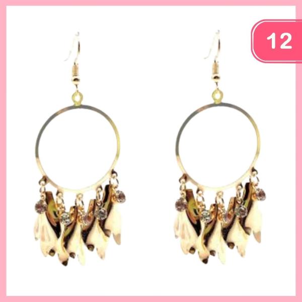 ROUND METAL DANGLE EARRINGS (12 UNITS)